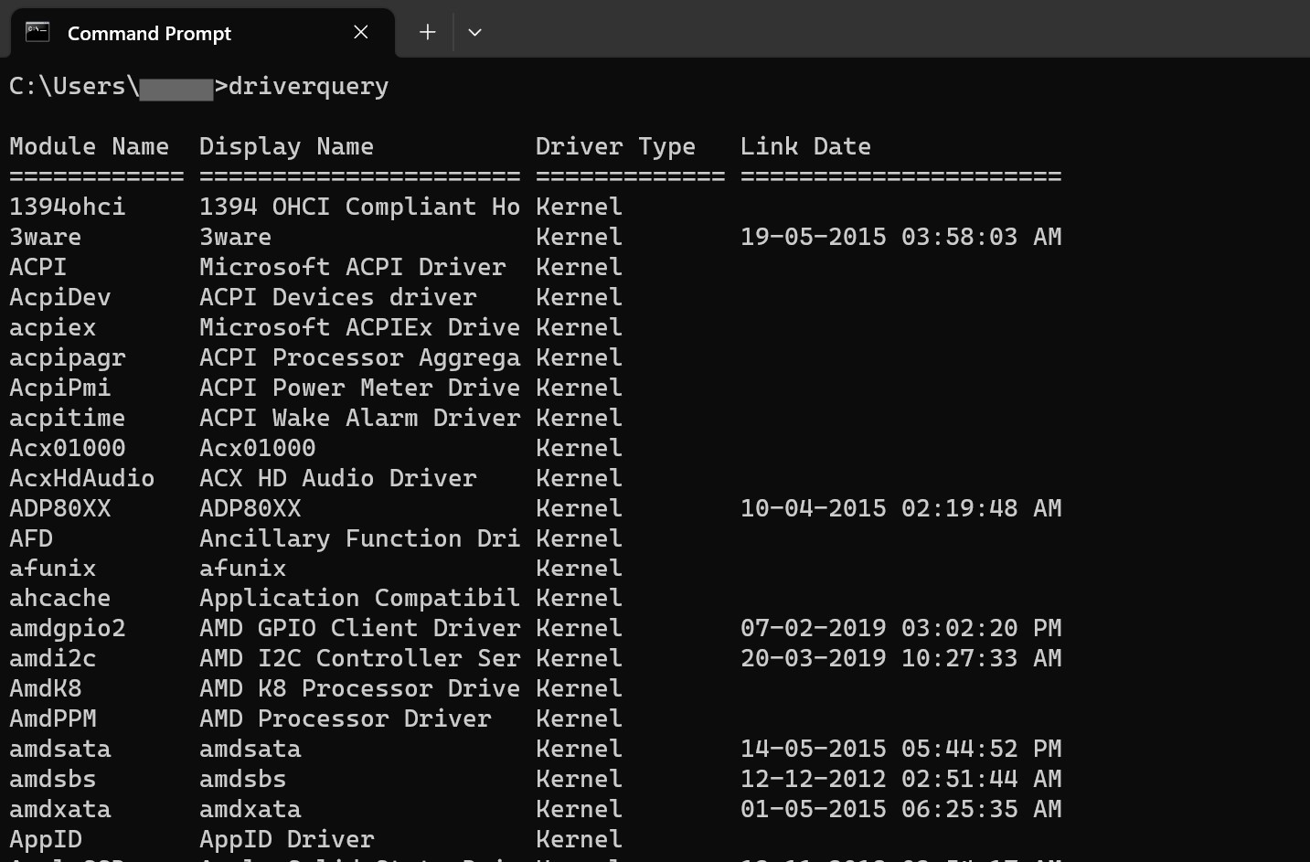 Drivequery cmd prompt