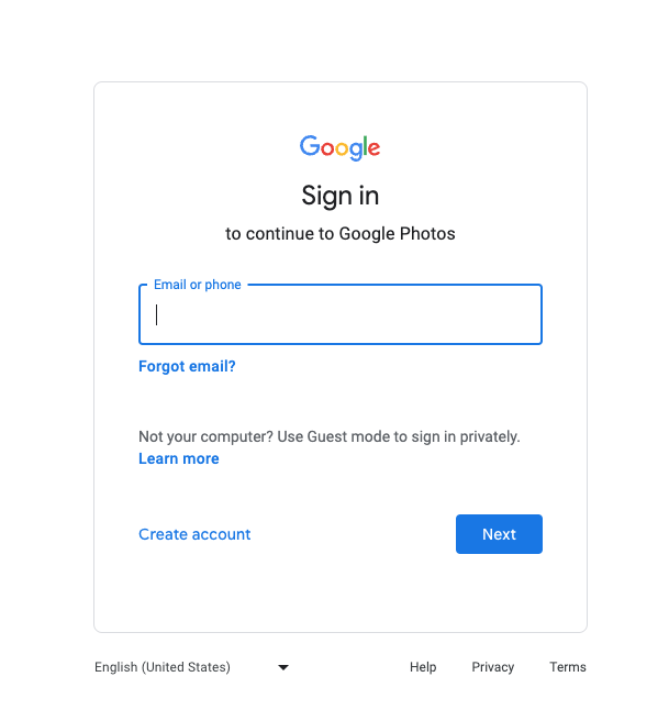 Google photos login