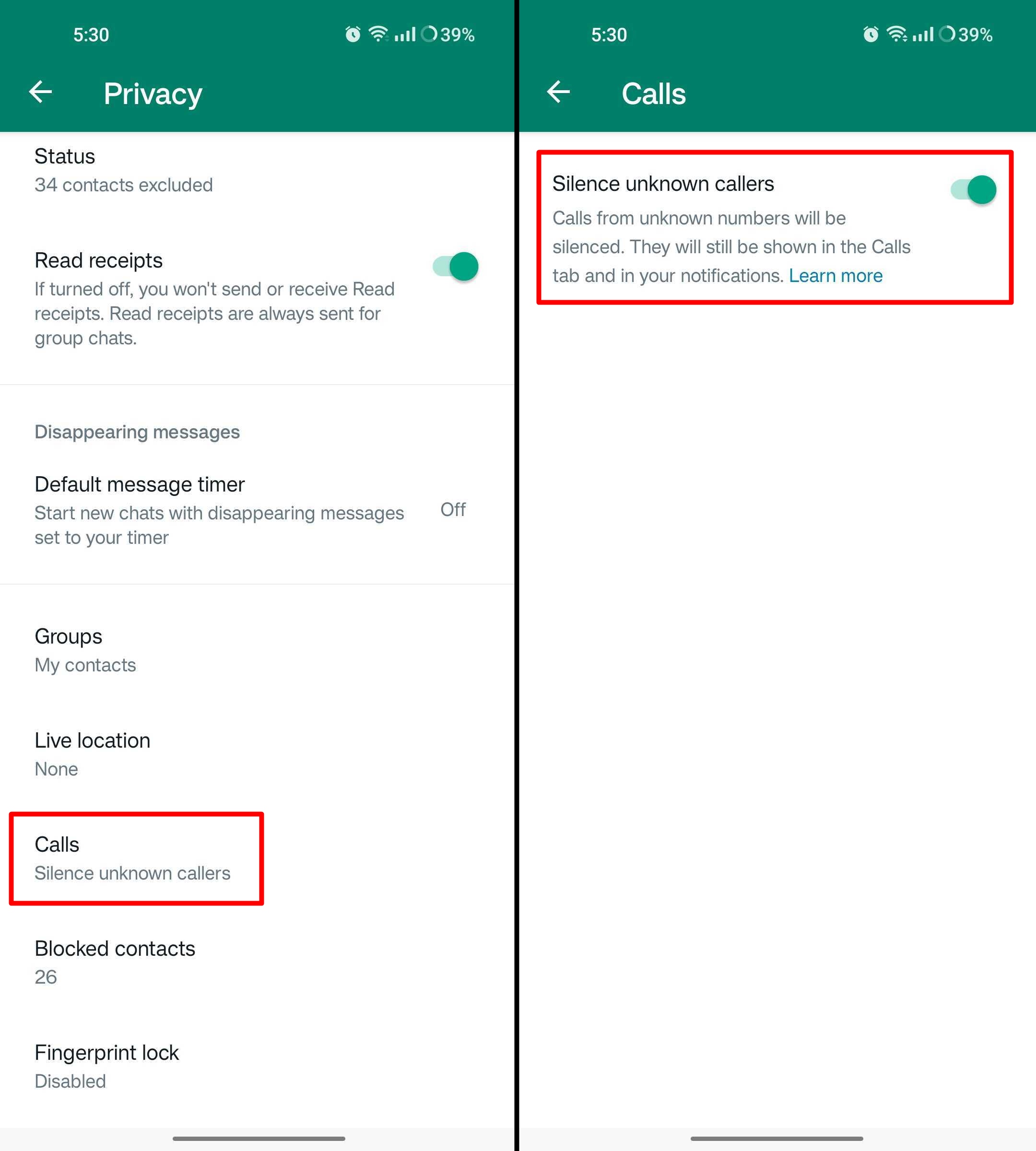Silence WhatsApp calls