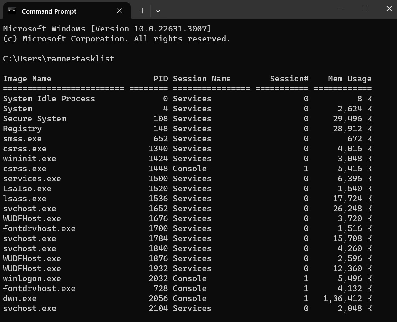 Tasklist CMD