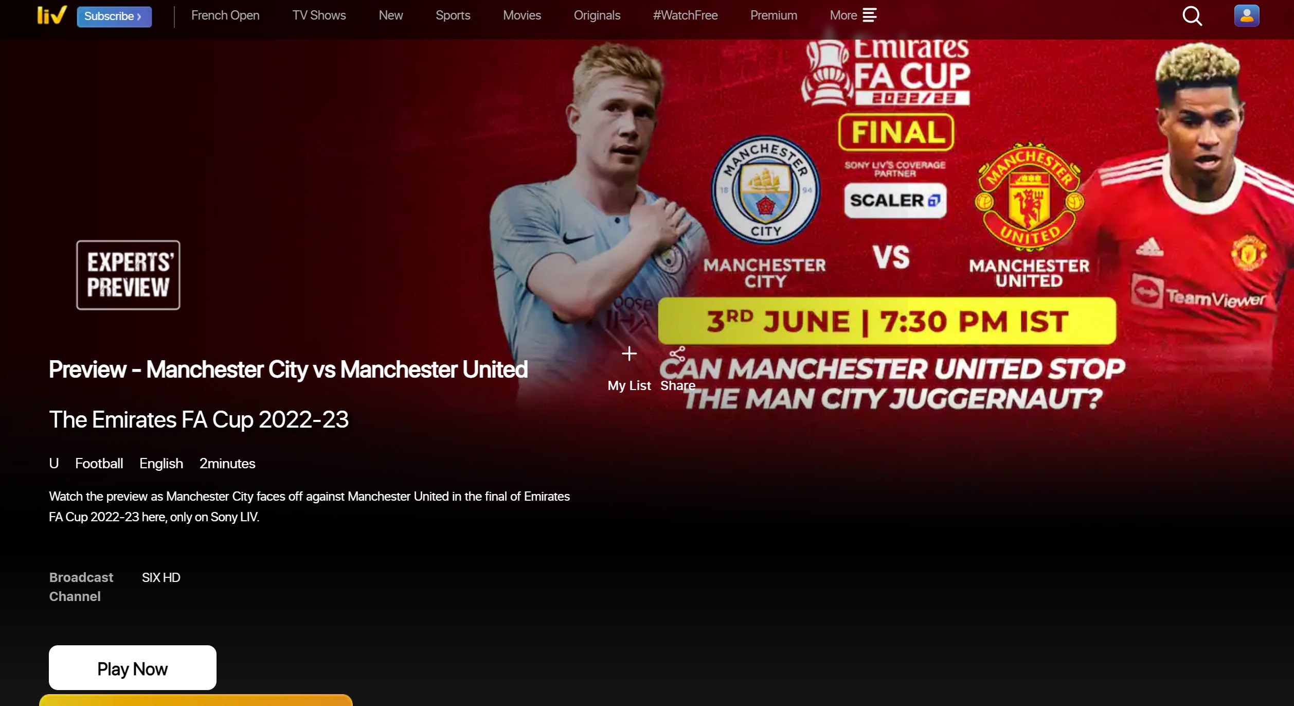 Watch Manchester City vs Manchester United FA Cup final online