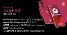 Motorola Edge 40 5G with MediaTek Dimensity 8020, 68W fast charging, 144Hz display launched globally: price, specifications