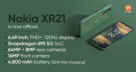 Nokia XR21 rugged phone with Snapdragon 695 chipset, IP69K rating launched globally: price, specifications