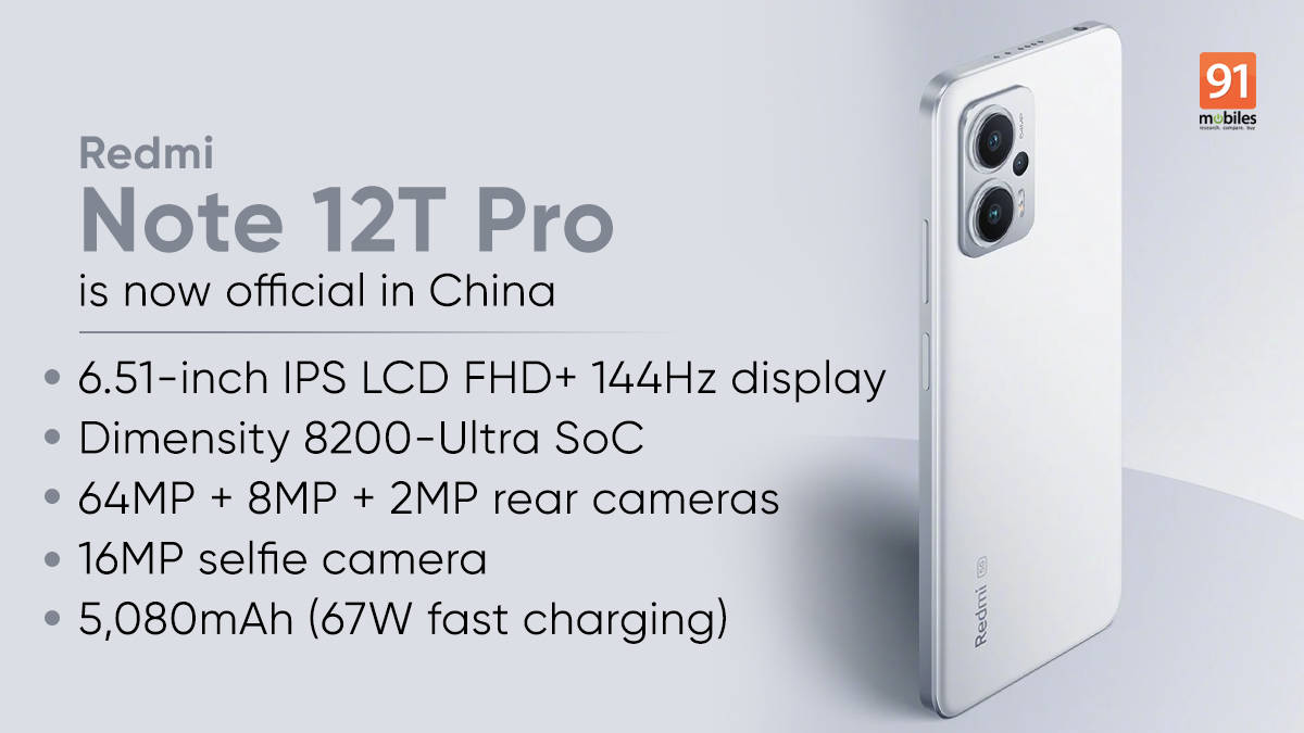 Xiaomi Redmi Note 12T Pro launched in China: price, specifications