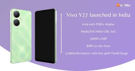 Vivo Y27 with Helio G85 SoC, 44W FlashCharge launched in India: price, specs