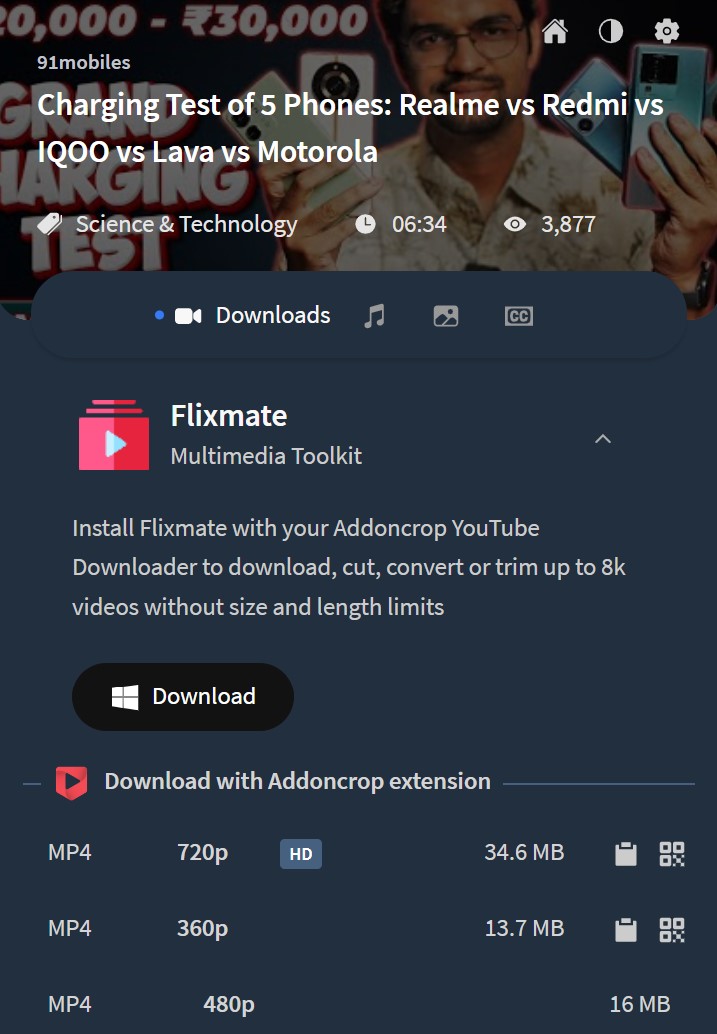 download YouTube video through extension