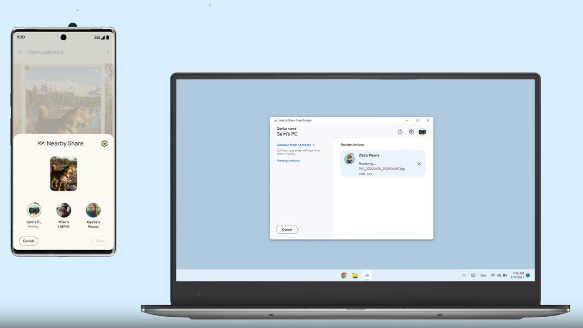 Google Nearby Share launched for Windows devices transfer files