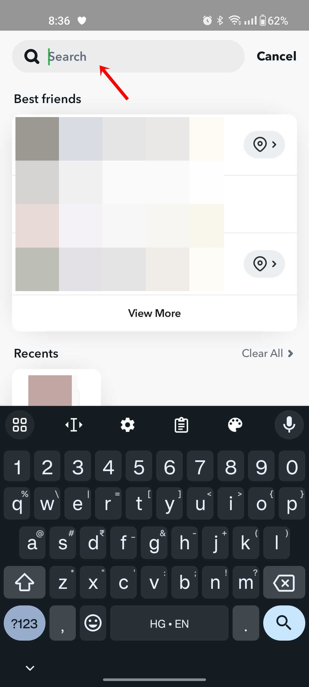 Block someone on Snapchat using search