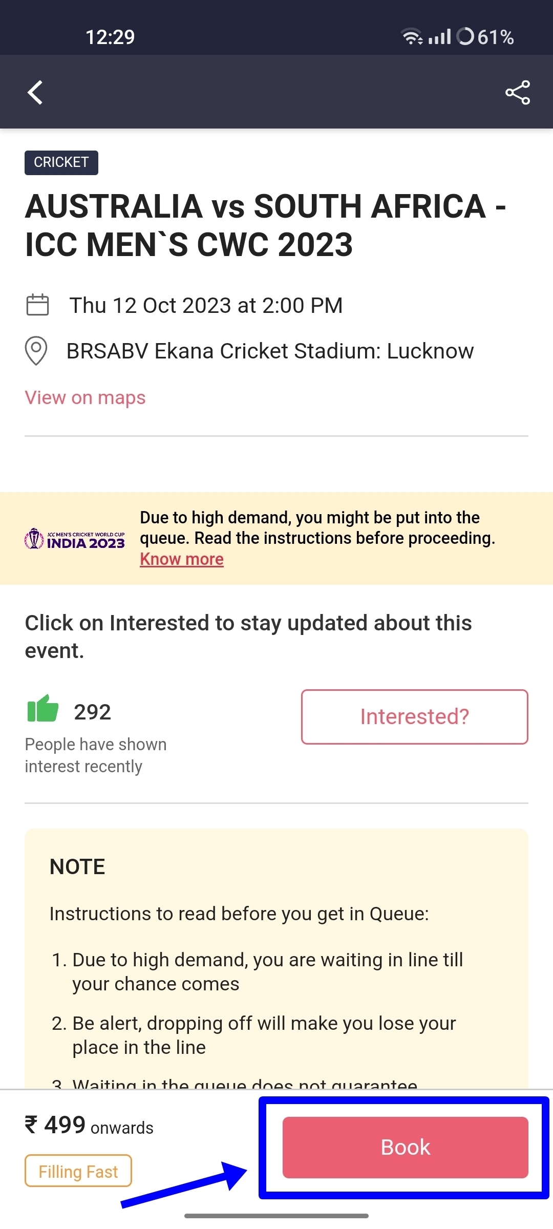 Book ICC World Cup 2023 tickets online