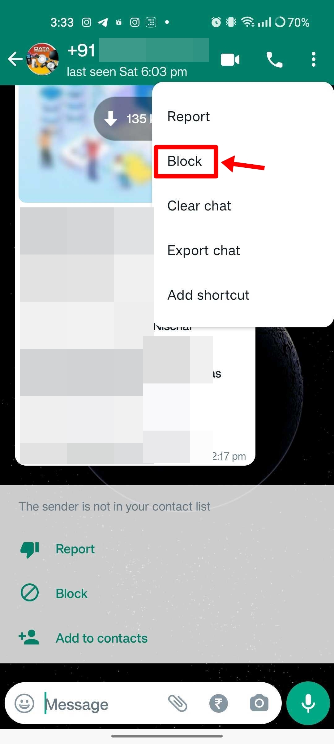 How to block on WhatsApp