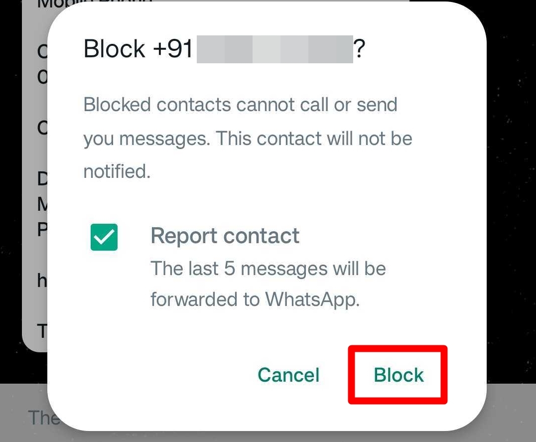 How to block on WhatsApp