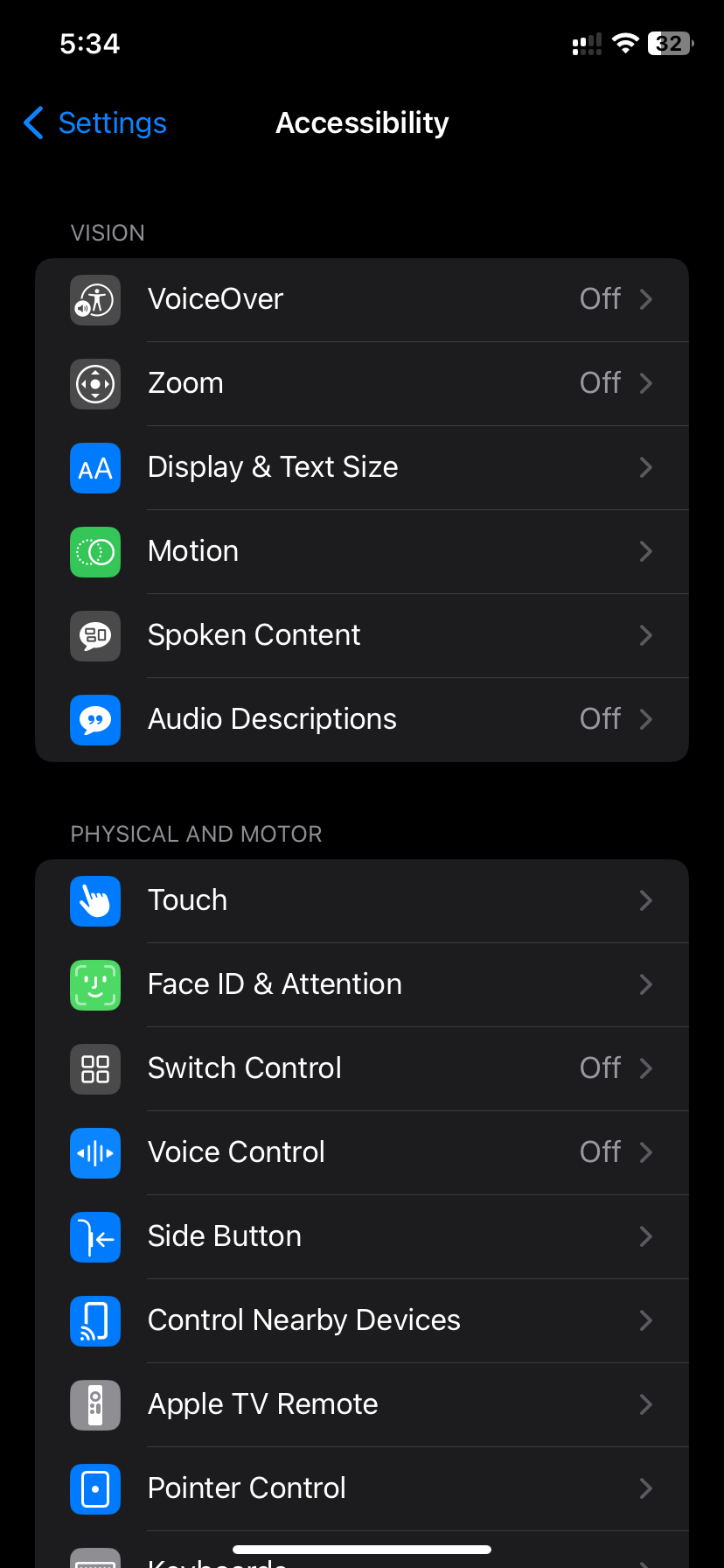 Accessibility> Touch