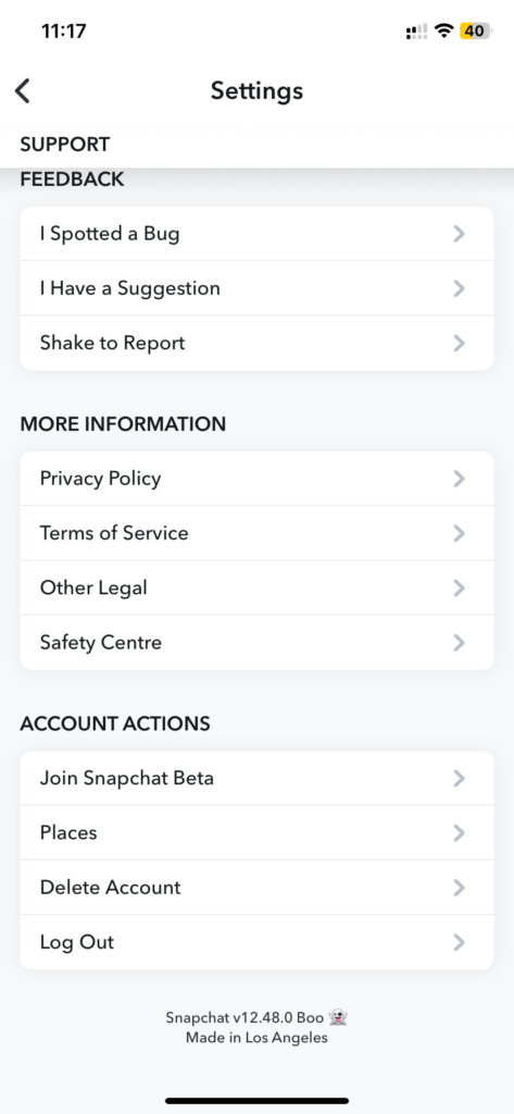 Snapchat iOS delete