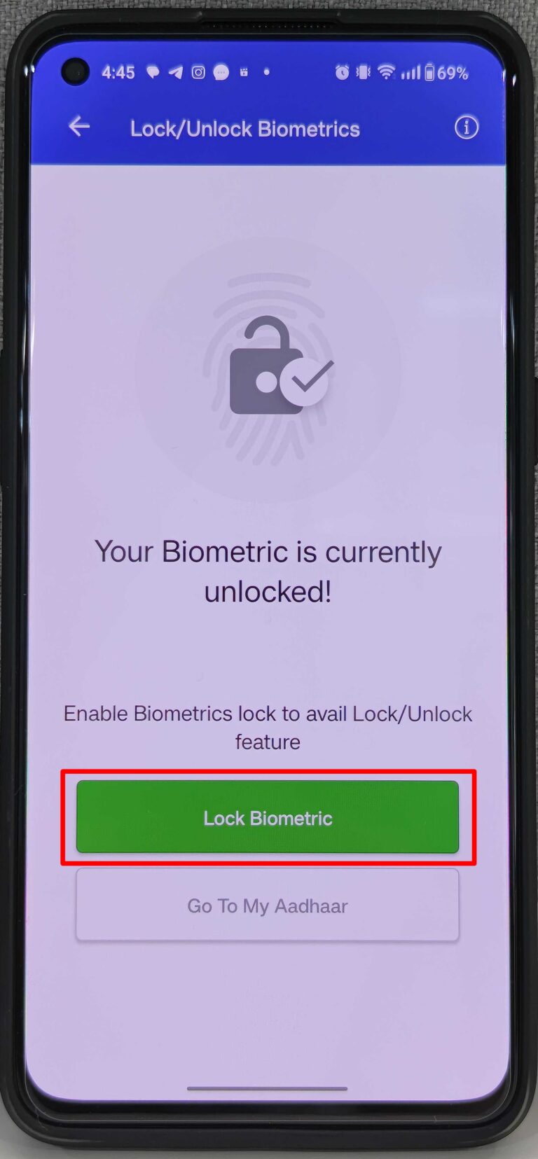 How to lock and unlock Aadhaar card biometrics on PC/laptop and mobile