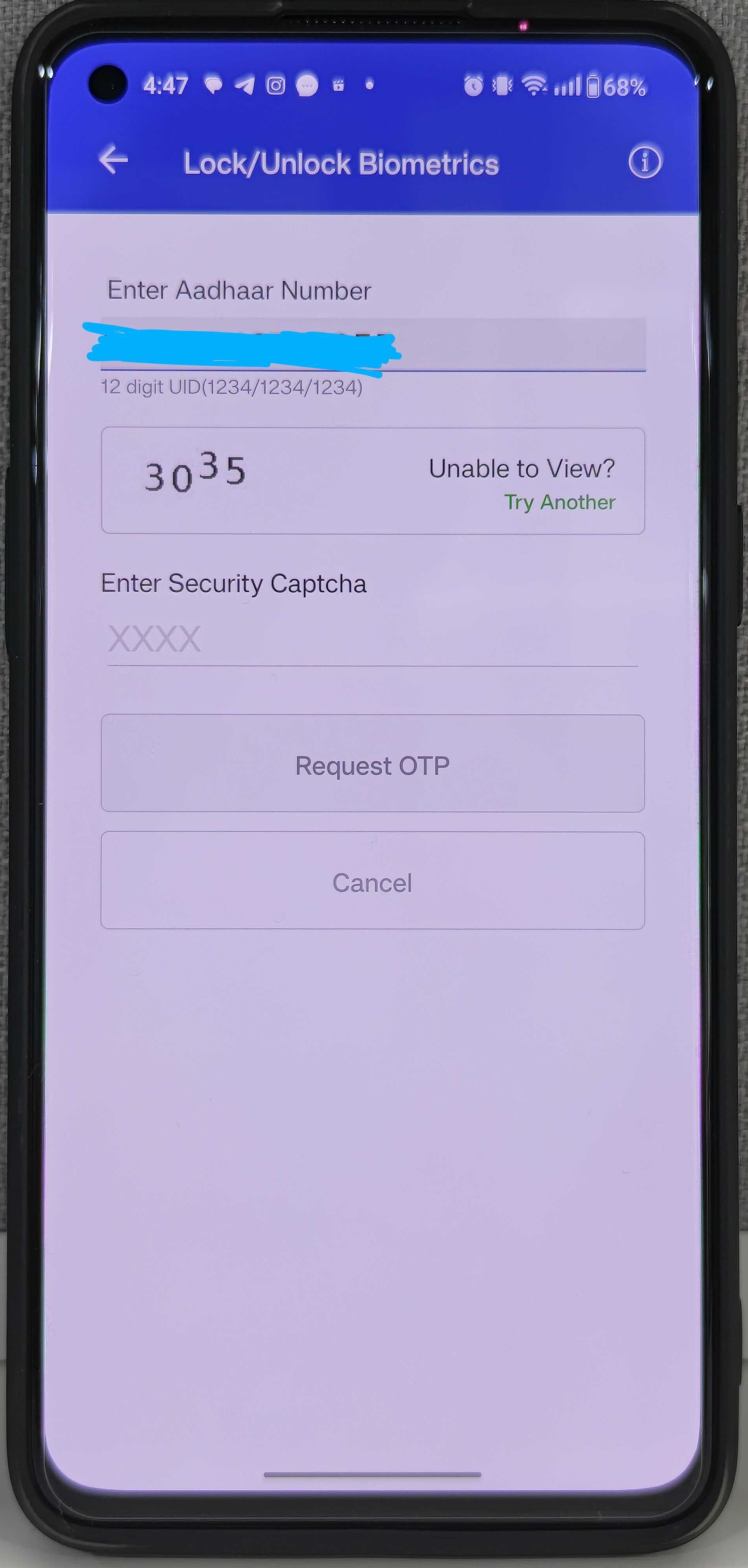 Lock Aadhaar biometrics on phone