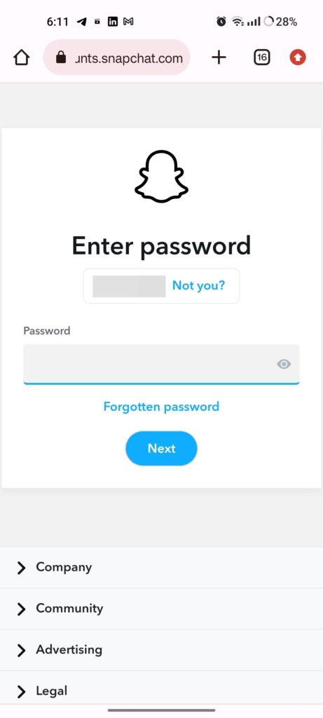 Snspchat password