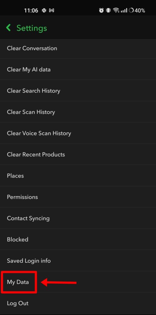 Snapchat My Data