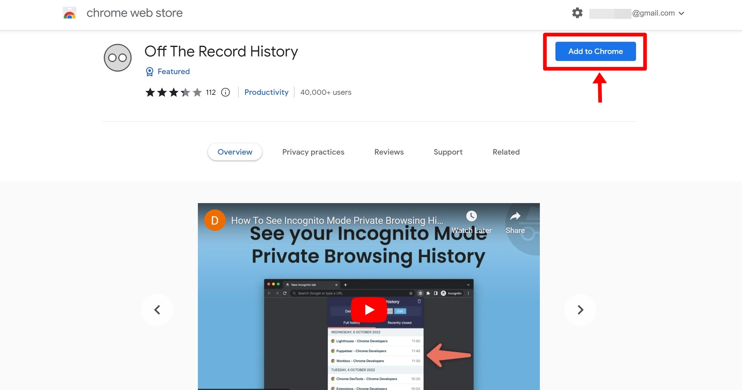 See Incognito history on PC