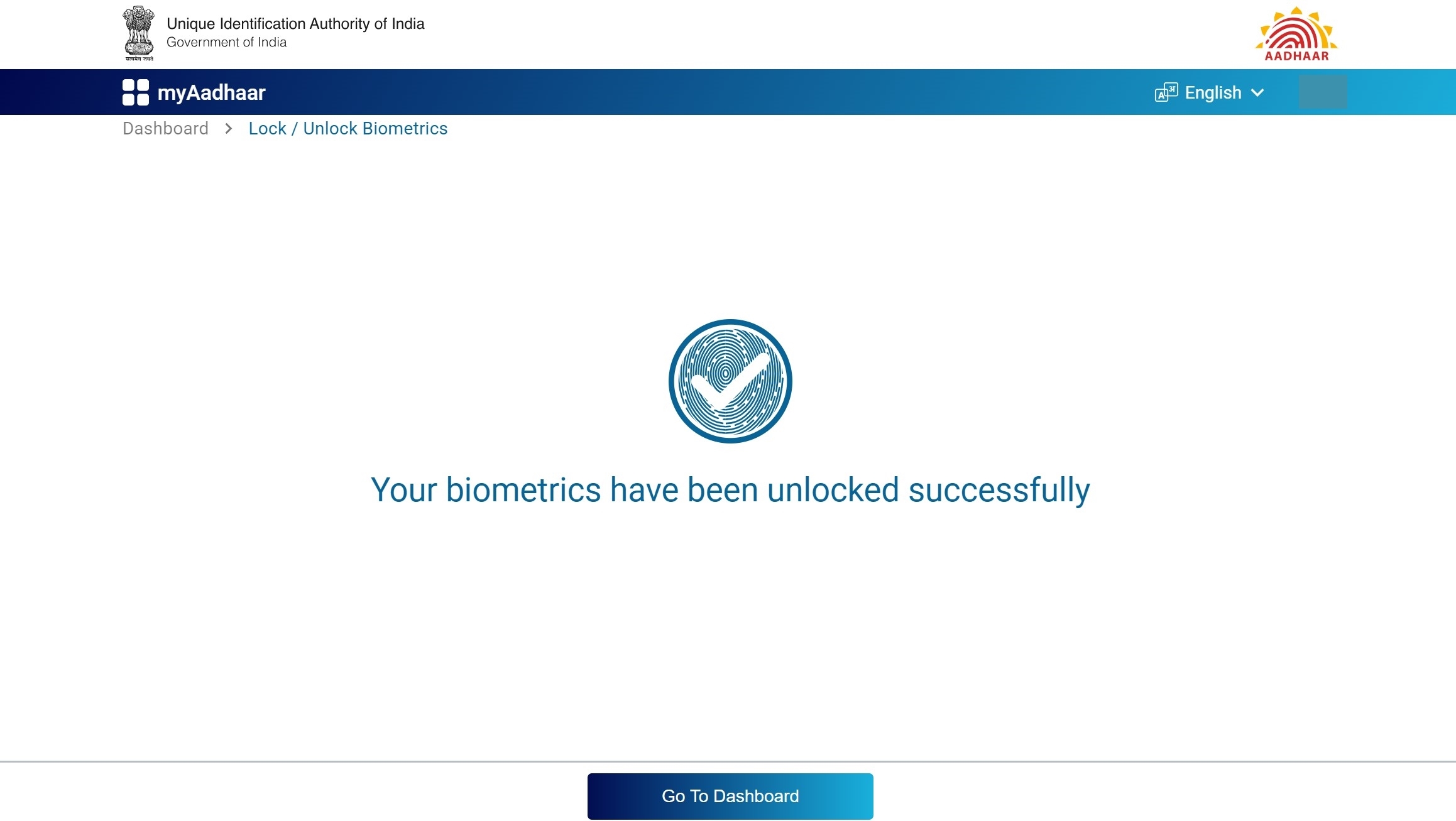 Unblock Aadhaar card on desktop