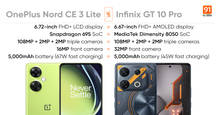 Comparing Infinix GT 10 Pro 5G and OnePlus Nord CE 3 Lite: which phone offers better specs under Rs 20,000?