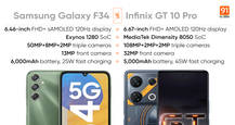 Comparing Samsung Galaxy F34 5G and Infinix GT 10 Pro 5G: which phone offers better value for money?