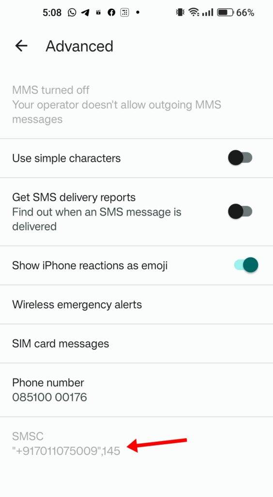Vi SMS centre number check statewise list