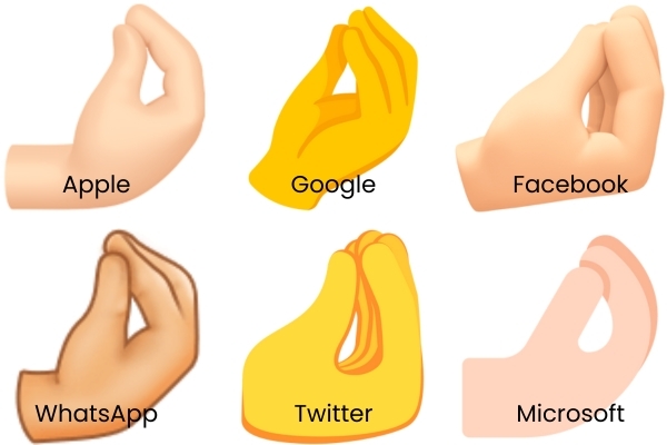 Pinched Finger Emoji on different platforms