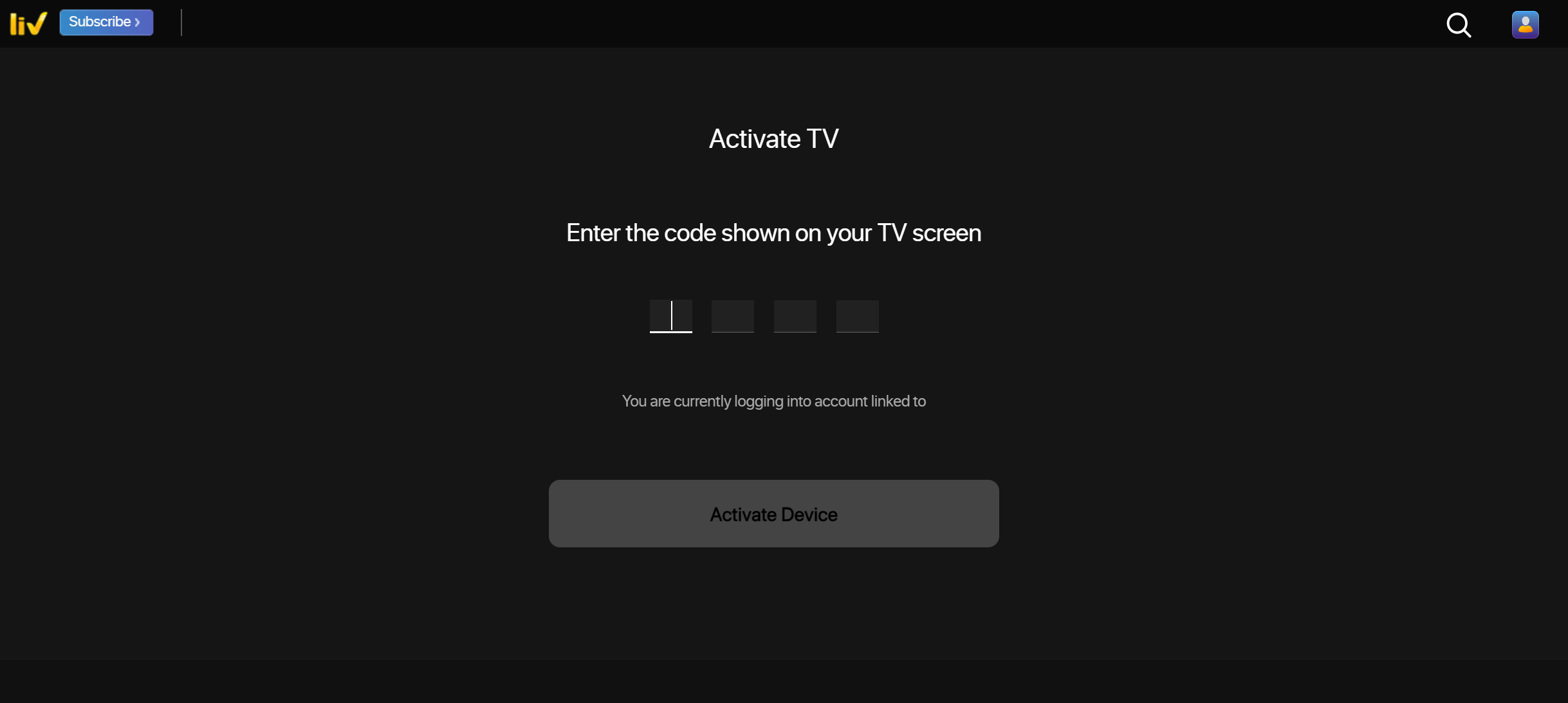 Activate sony LIV on TV using website