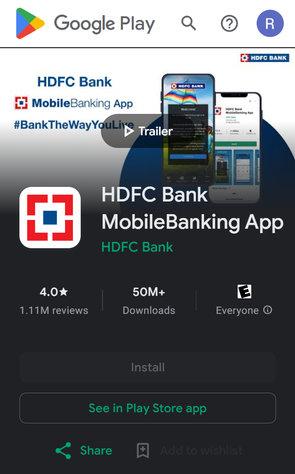 Check HDFC Bank balance via app