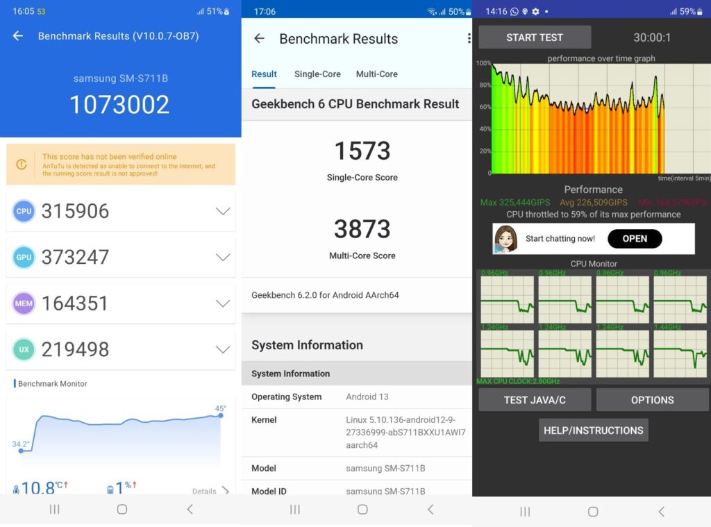 Samsung Galaxy S23 FE benchmark test