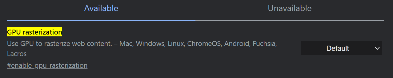 GPU rasterization Chrome flag