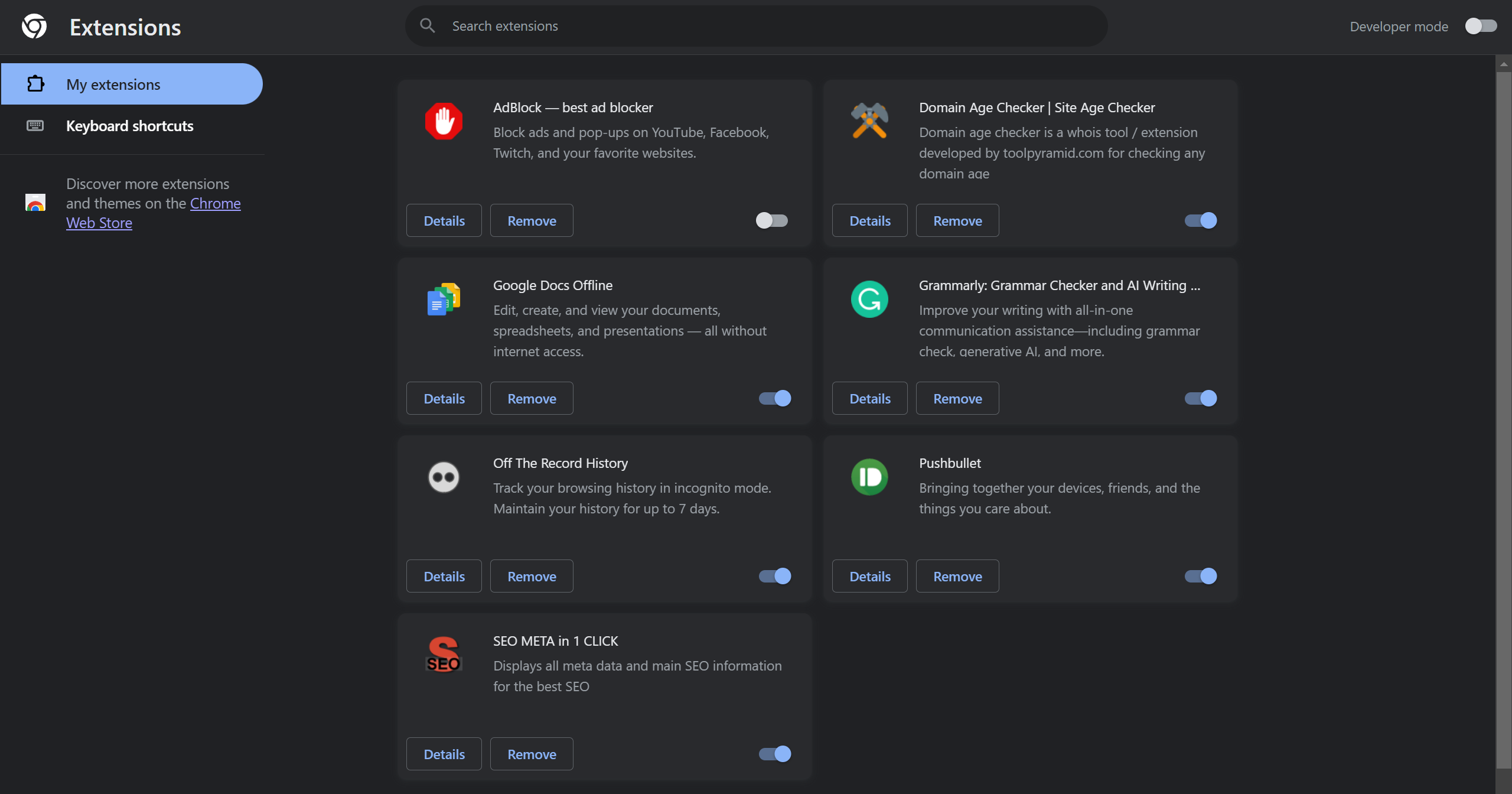 Remove unused browser extensions