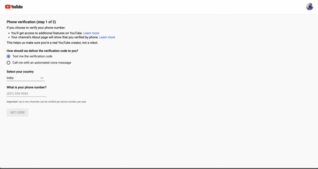 YouTube verification