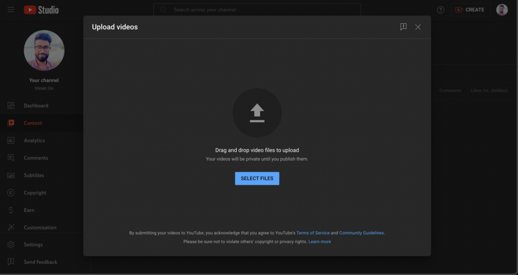 YouTube upload videos
