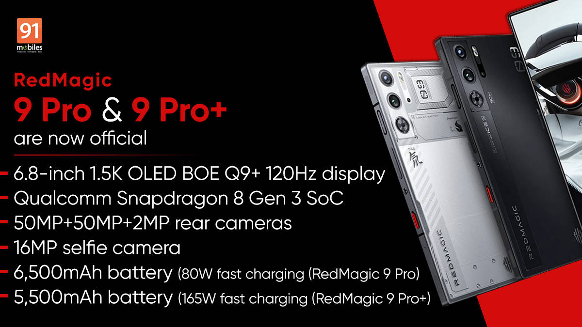 RedMagic 9 Pro series with Snapdragon 8 Gen 3, up to 165W charging, 24GB RAM launched in China