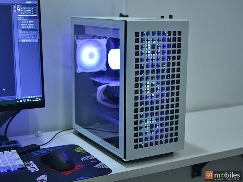 White gaming PC on a desk