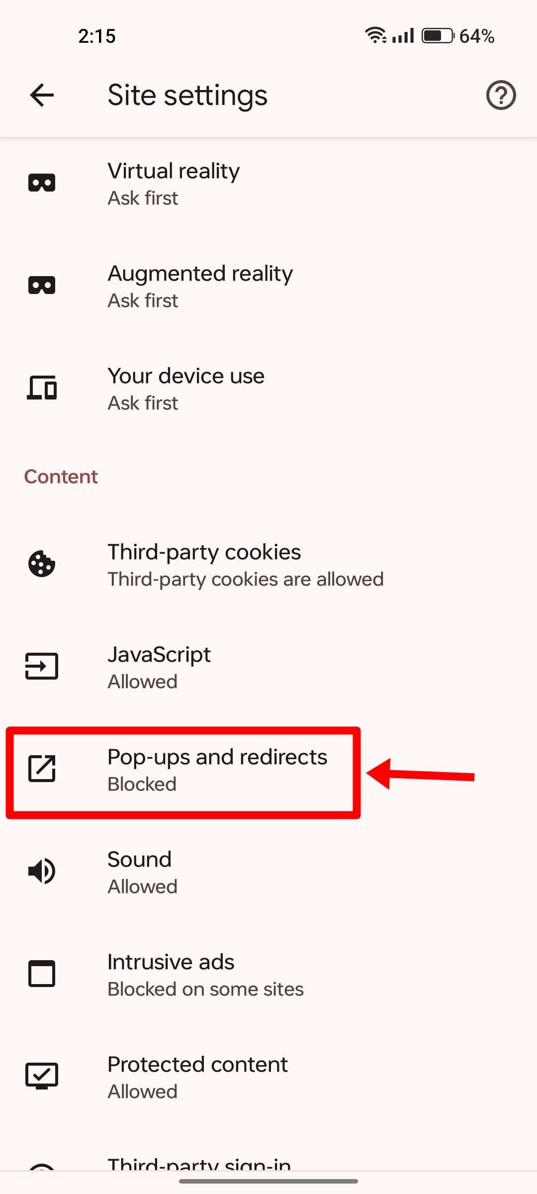 Stop browser pop-ups on Android