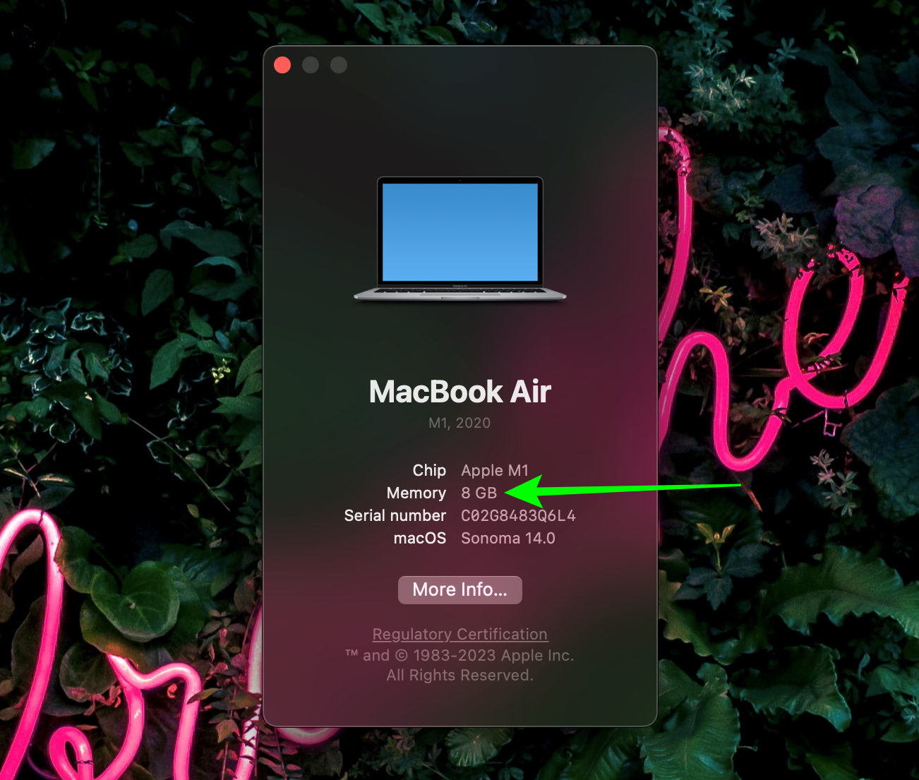 Check MacBook RAM using About This Mac option
