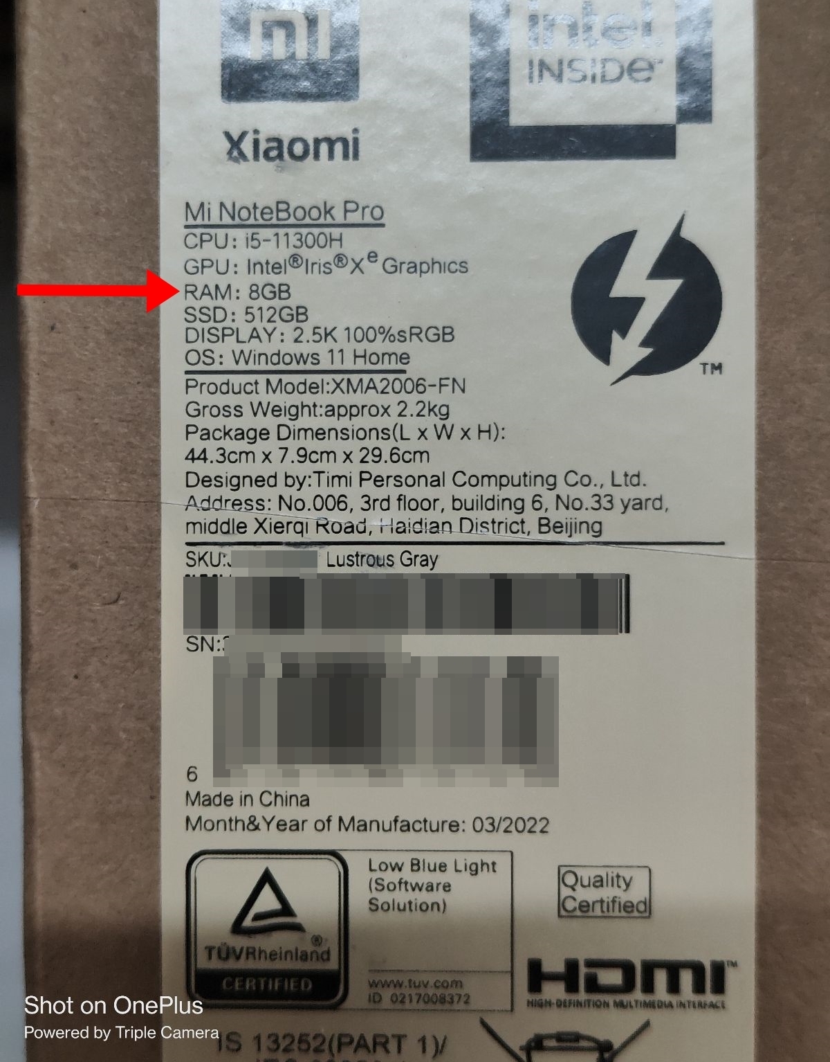 Check Windows laptop RAM through laptop's box