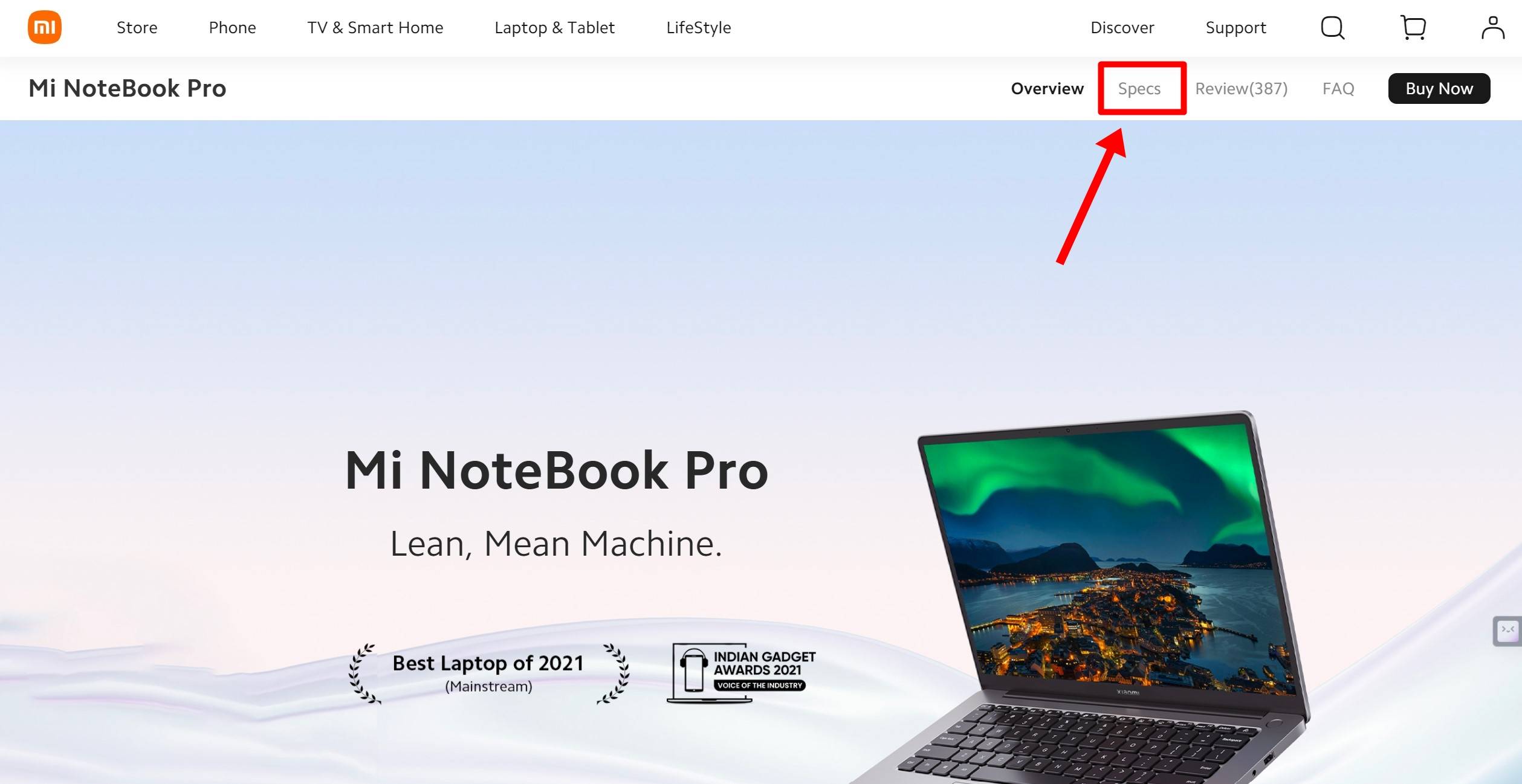 Check laptop configuration through manufacturer's website