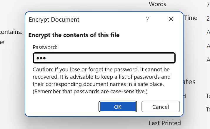 How to use password protection on files