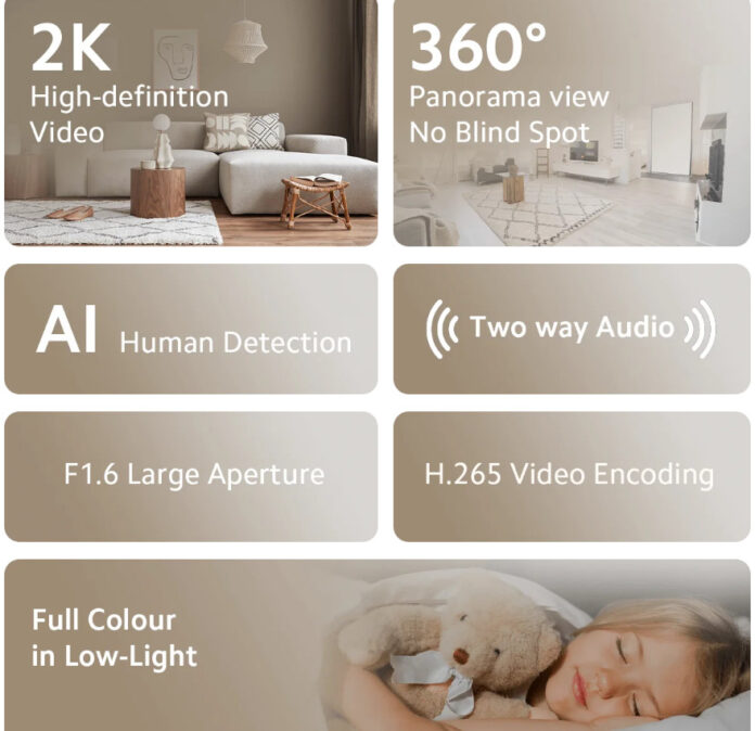 Xiaomi 360 Home Security Camera 2K with twoway voice calling support