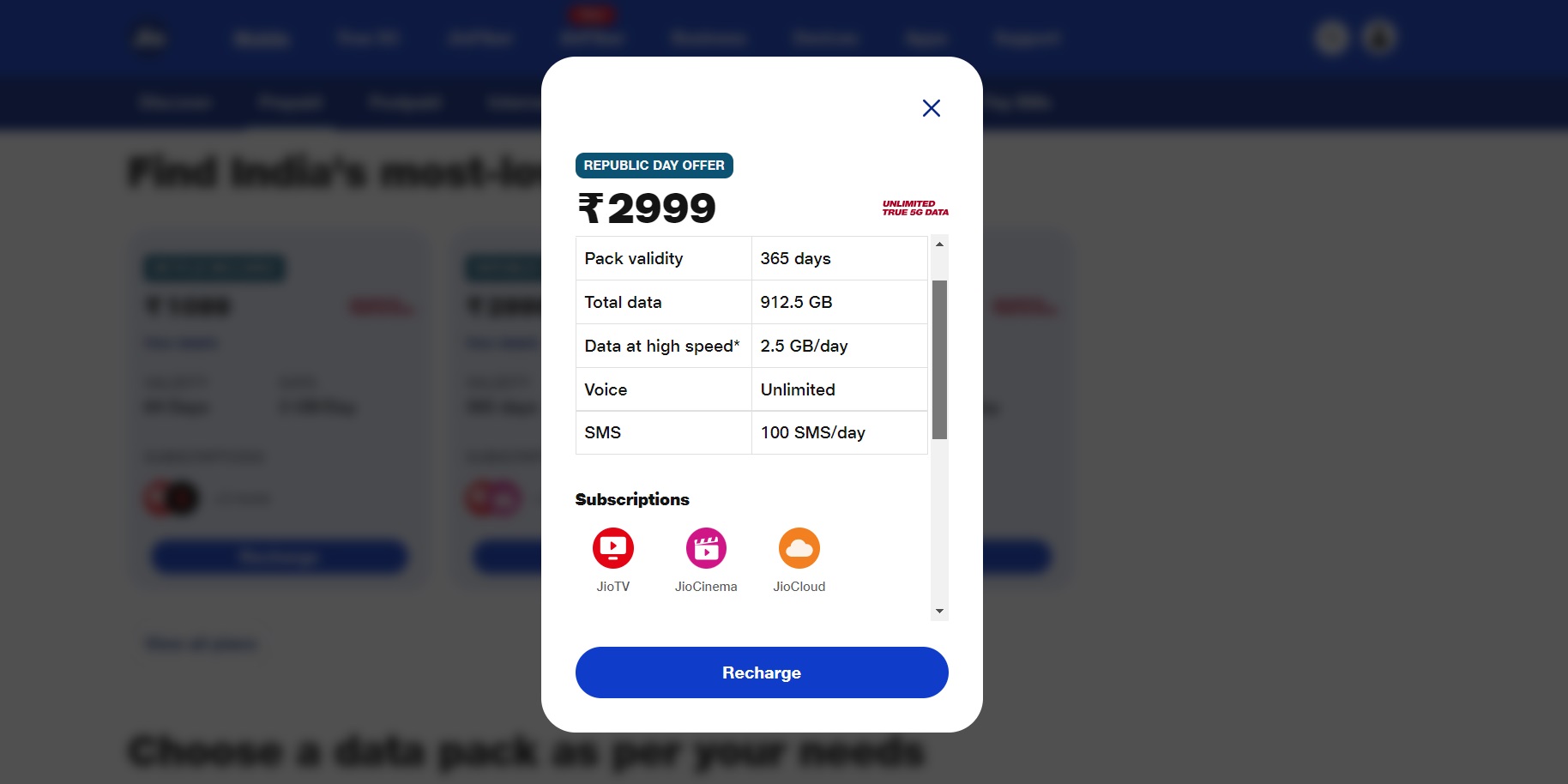 Jio Rs 2,999 prepaid plan enhanced with new benefits as part of