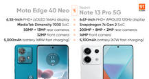 Comparing Redmi Note 13 Pro and Motorola Edge 40 Neo: price, design, specs, and more