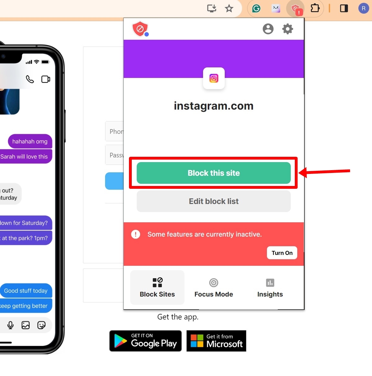 Block website on Chrome using extension