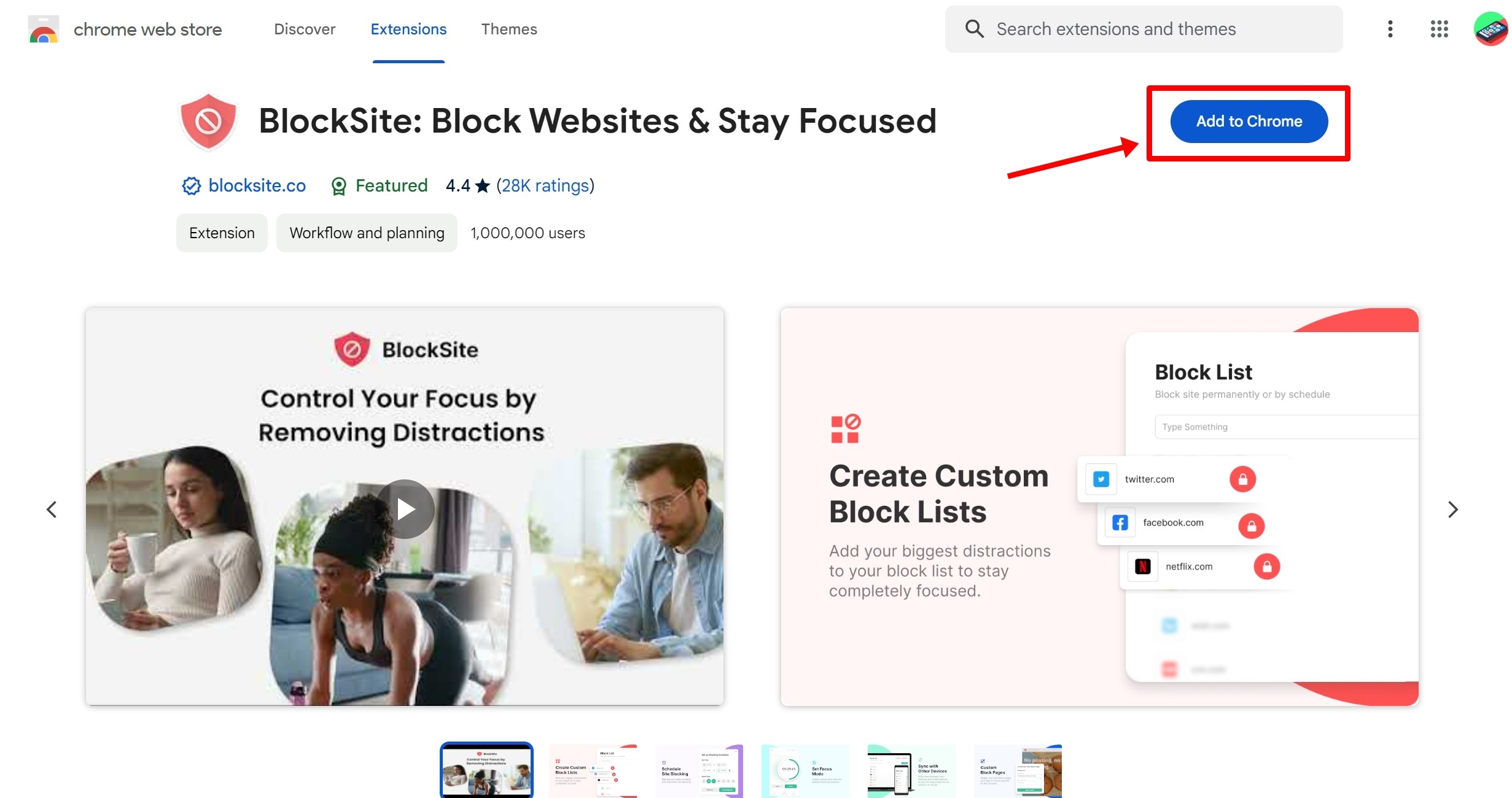 Block website on Chrome using extension