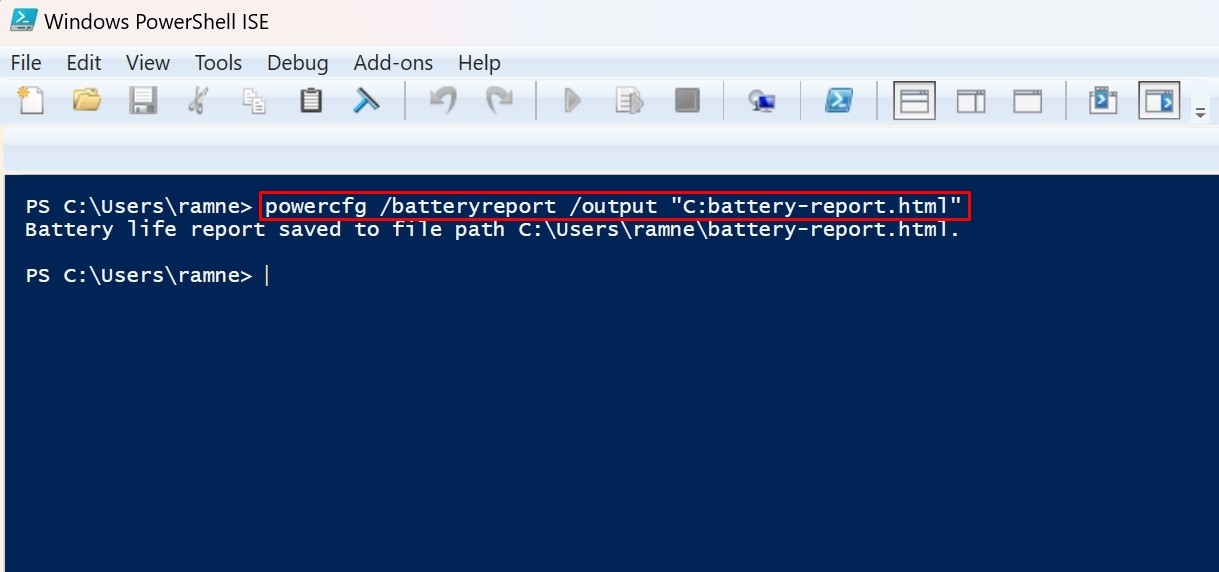 Check battery health on Windows laptop using Windows PowerShell