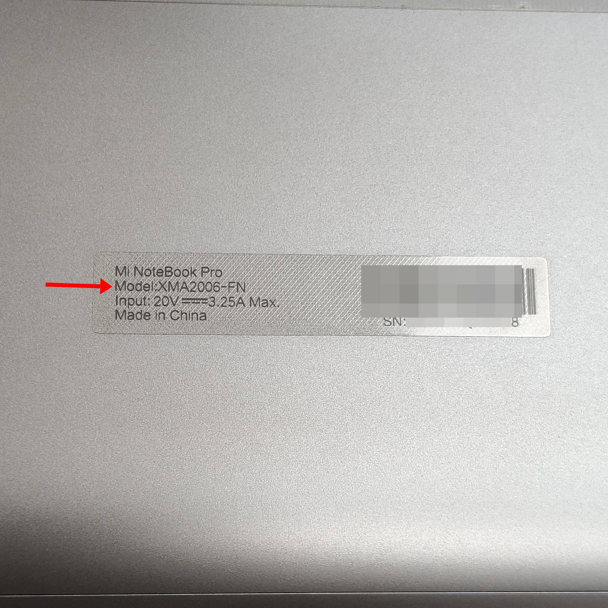 Check the laptop model through sticker label