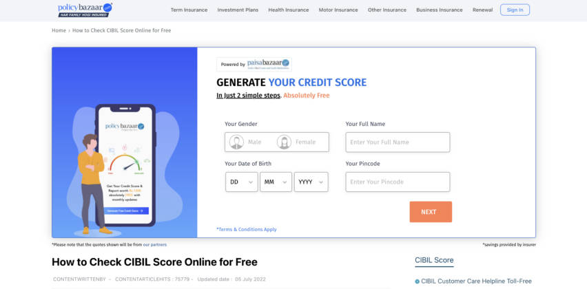 Policybazaar CIBIL