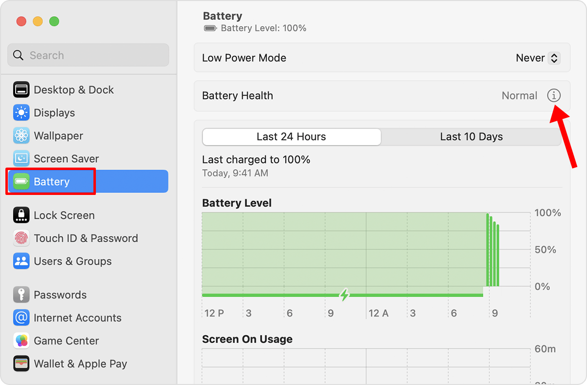 check the battery health of Mac laptop